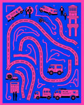 Pink Trucks Blue Roadscape Rug