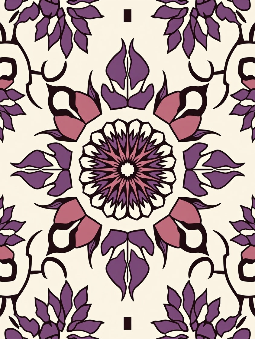 Vintage Purple Floral Mandala Patterns Rug