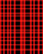Bold Red Black Plaid Pattern Rug