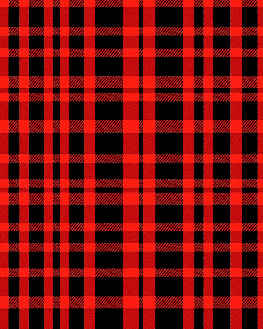 Bold Red Black Plaid Pattern Rug