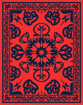 Vibrant Red Floral Medallion Pattern Rug