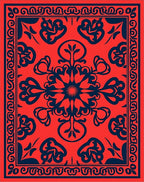 Vibrant Red Floral Medallion Pattern Rug