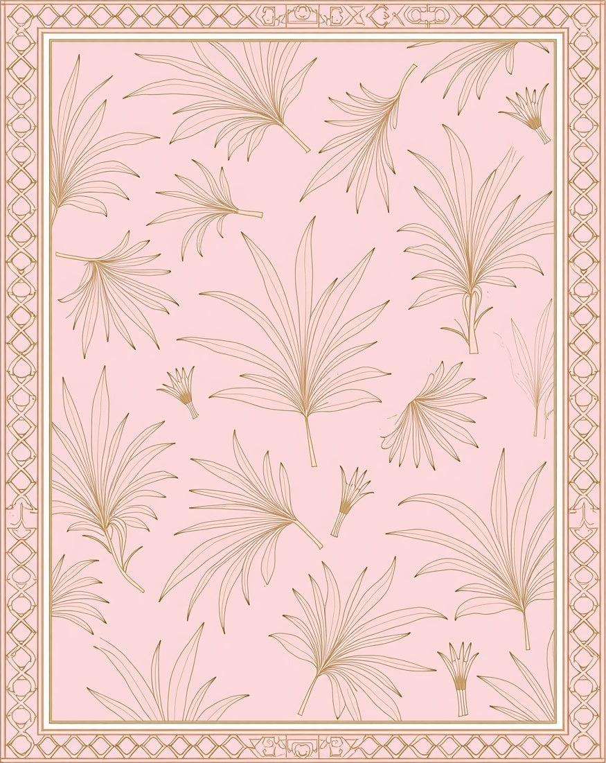 Botanical Palm Leaf Outline Delicate Rug