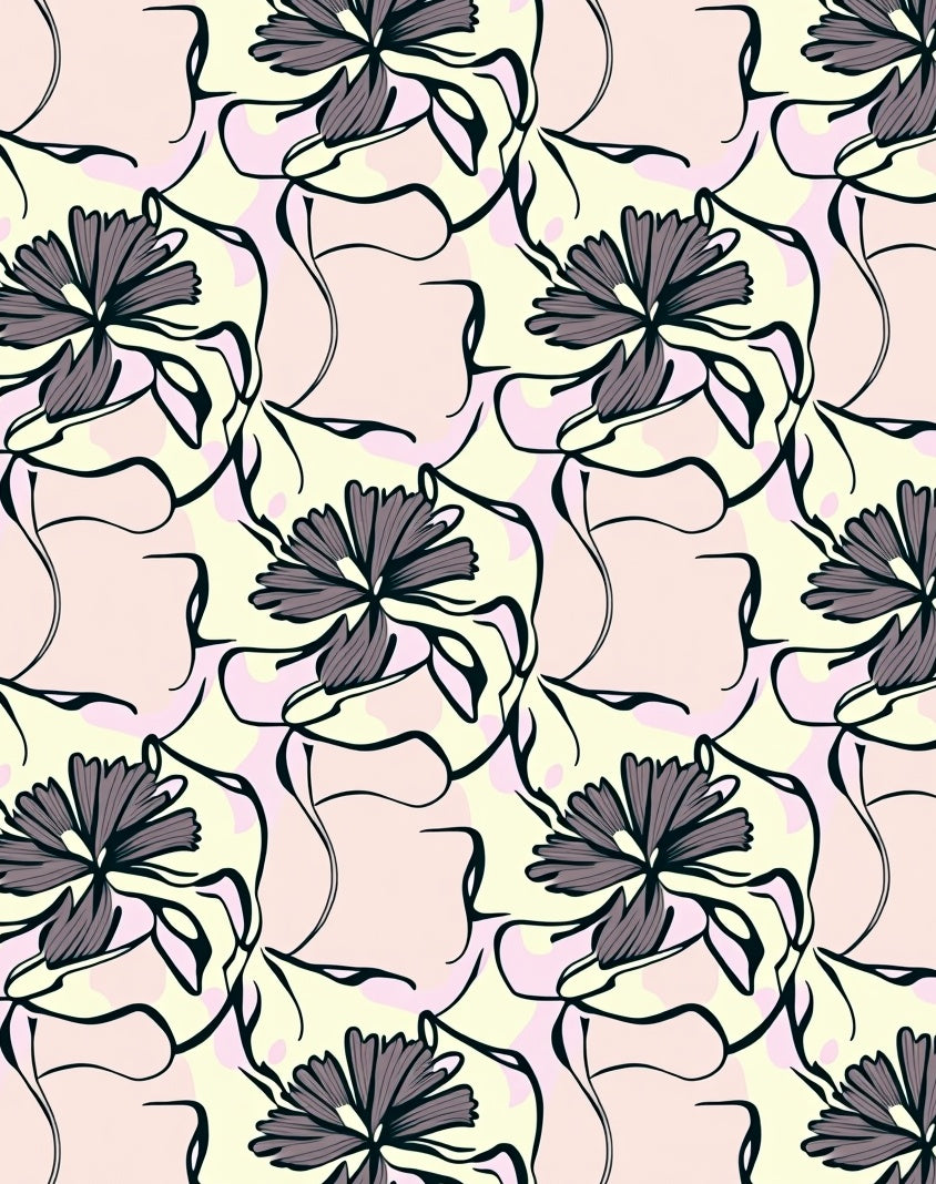 Abstract Floral Whimsical Pattern Design Rug