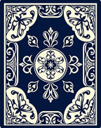 Classic Floral Medallion Navy Ivory Rug
