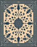 Elegant Floral Scrollwork Dark Indigo Rug