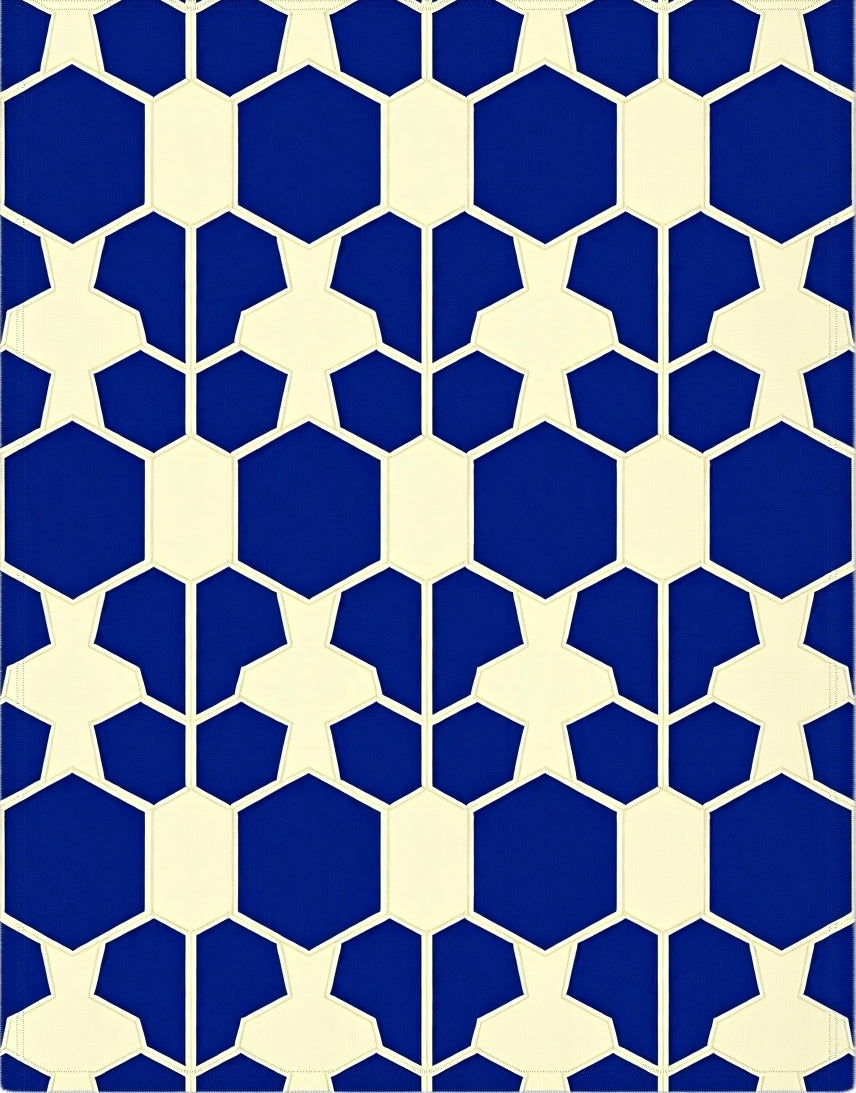 Geometric Hexagon Star Pattern Rug