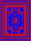 Bold Red and Blue Floral Pattern Rug