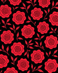Bold Red Rose Botanical Design Rug