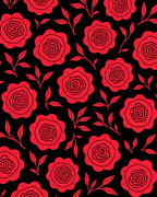 Bold Red Rose Botanical Design Rug