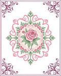 Pink Rose Floral Medallion Garden Vine Rug