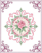 Pink Rose Floral Medallion Garden Vine Rug