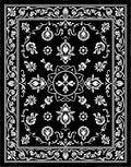 Elegant Black White Floral Medallion Rug