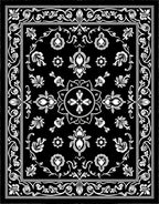 Elegant Black White Floral Medallion Rug