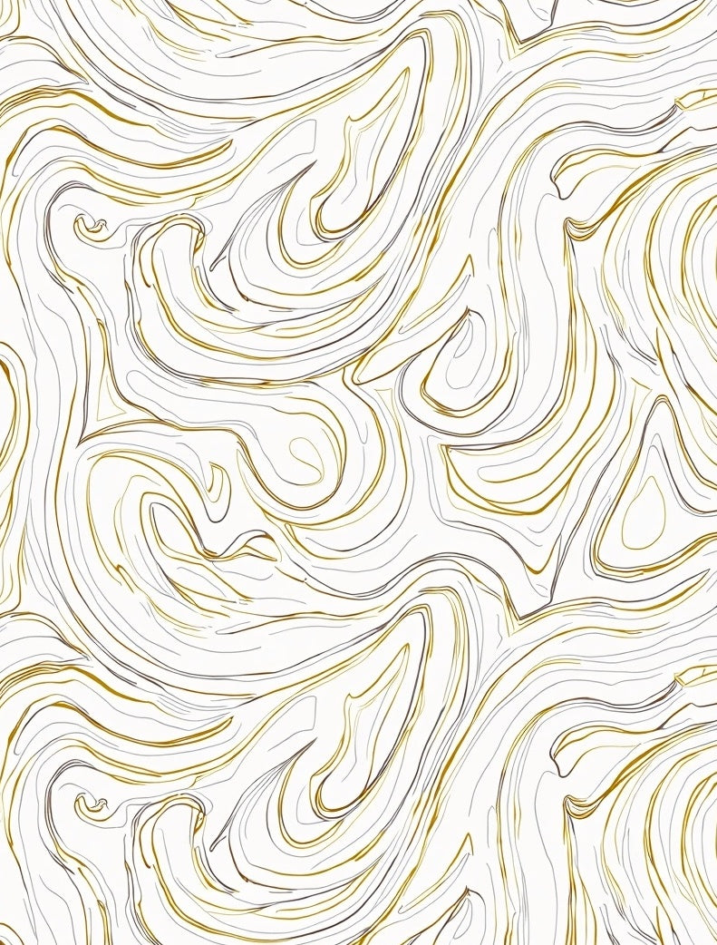 Abstract Swirl Gold and Grey Lines Rug
