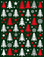 Classic Red White Evergreen Snowflakes Rug