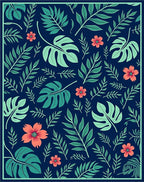 Tropical Leaf Flower Pattern Rug