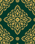 Emerald Gold Intricate Floral Medallion Rug