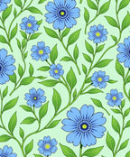 Delicate Blue Floral Vine Pattern Rug