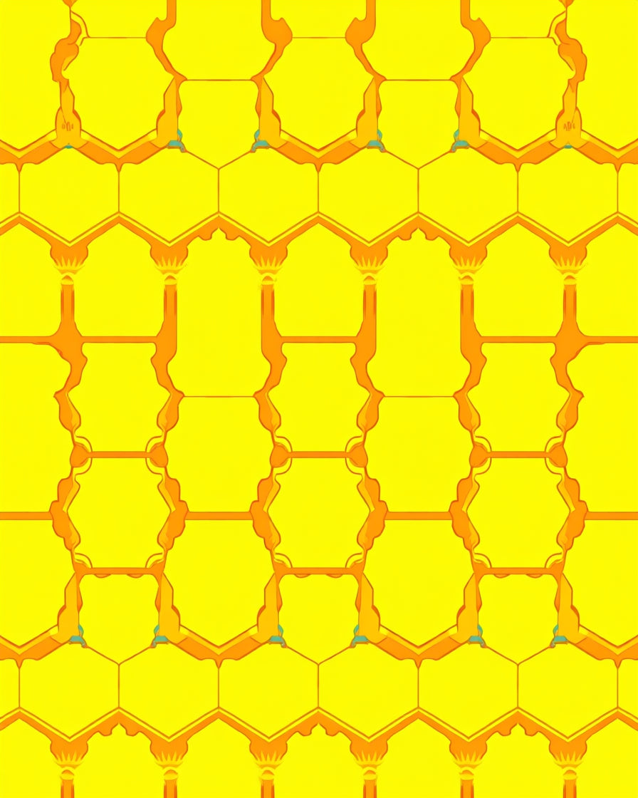 Golden Honeycomb Geometric Pattern Rug