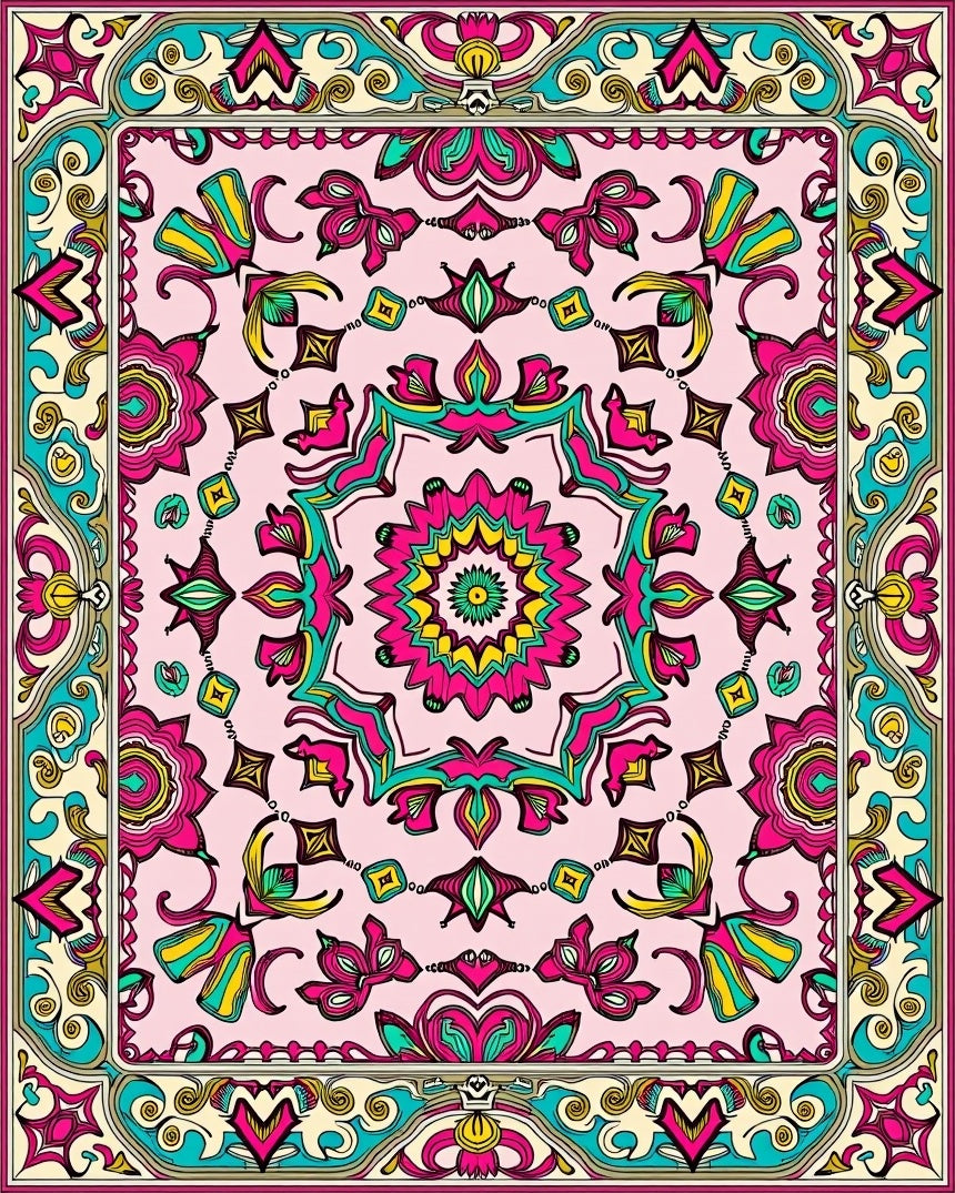 Vibrant Floral Mandala Pattern Rug