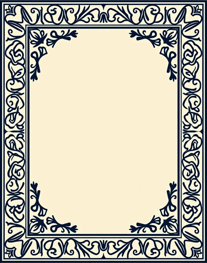 Elegant Floral Border Design Rug