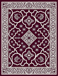 Deep Burgundy Cream Floral Medallion Pattern Rug