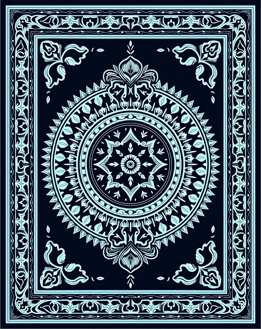 Intricate Mandala Floral Design Rug