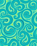 Flowing Teal Swirl Abstract Design Rug