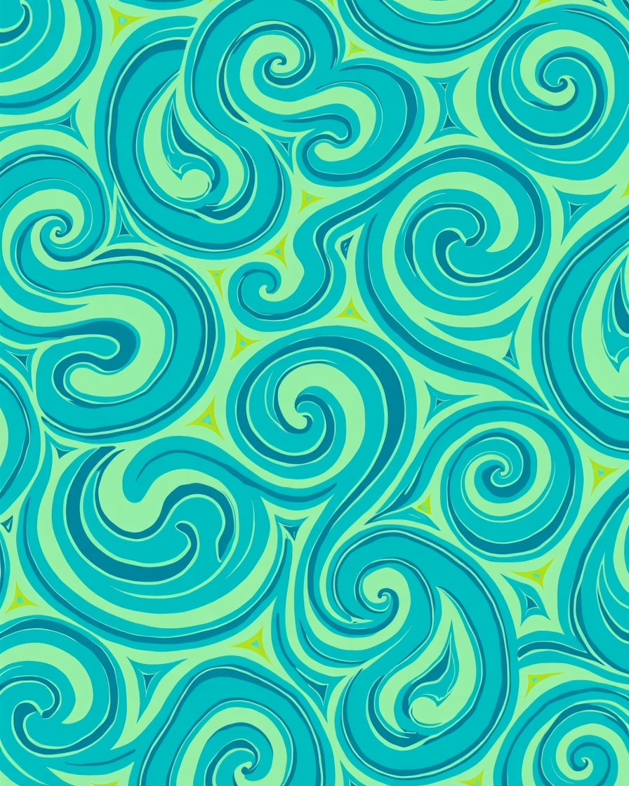 Flowing Teal Swirl Abstract Design Rug