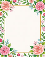 Pink Floral Border Design Rug