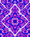 Pink Blue Floral Swirl Pattern Rug