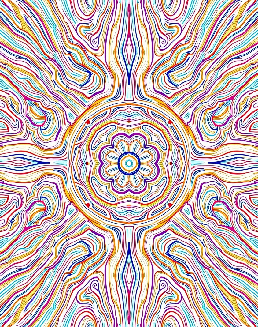 Radiant Colorful Psychedelic Mandala Rug