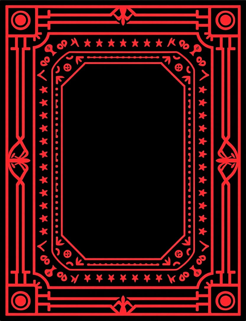 Bold Red Geometric Art Deco Pattern Rug