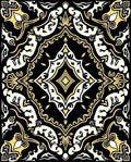 Ornate Black Yellow Geometric Pattern Rug