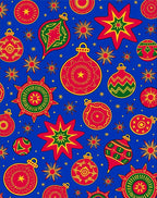 Festive Red Green Star Bauble Garland Rug