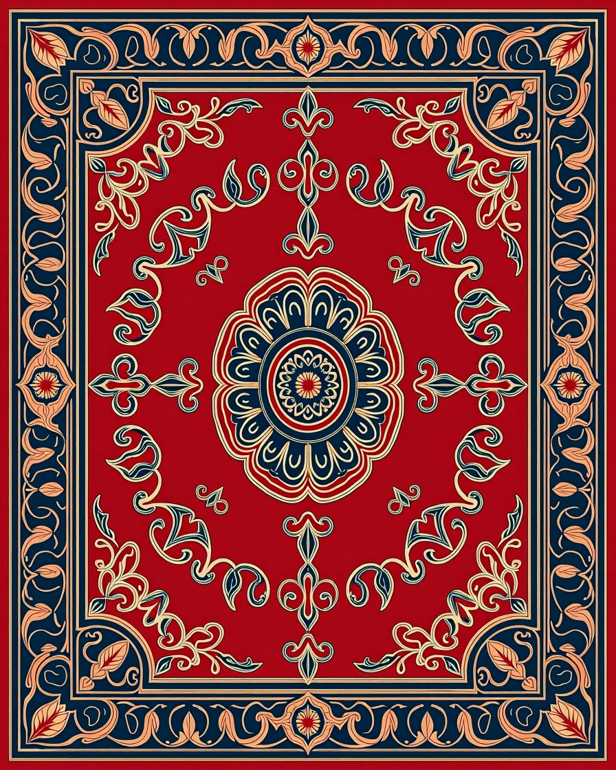 Red Floral Intricate Pattern Rug