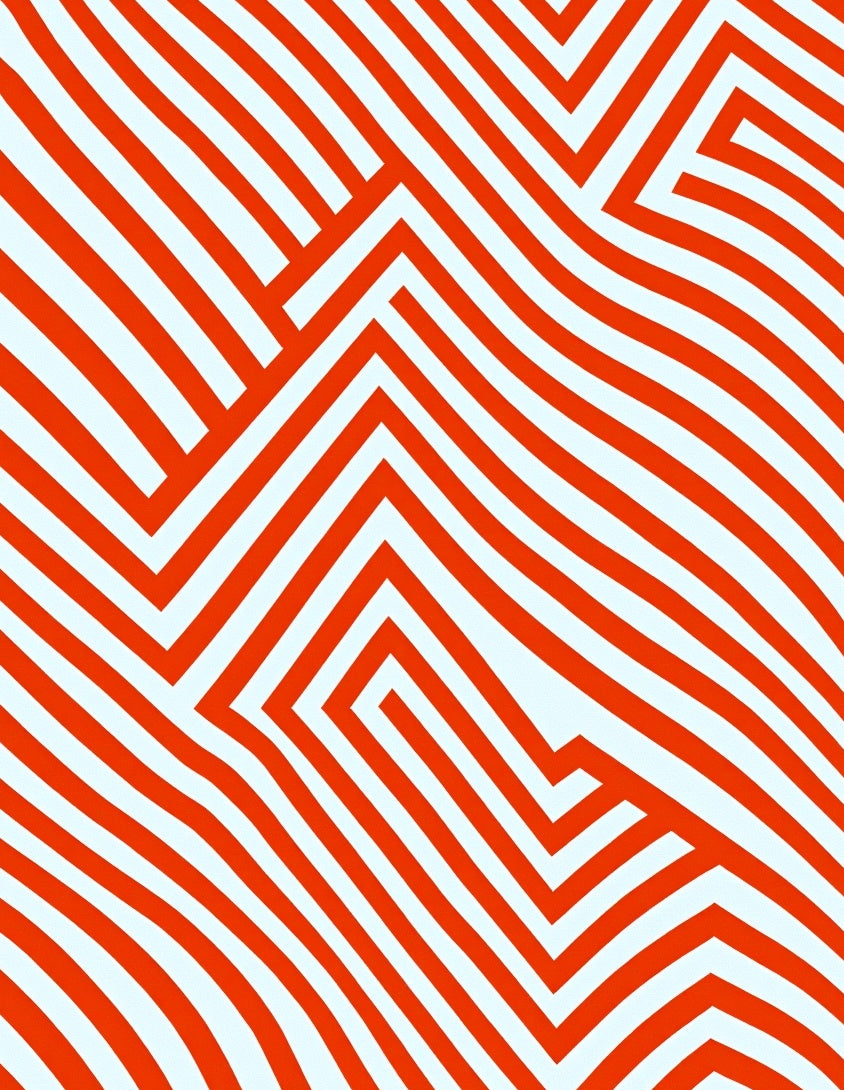 Abstract Orange Geometric Wave Pattern Rug