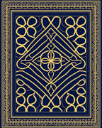 Ornate Blue Gold Geometric Medallion Rug