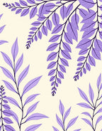 Purple Botanical Leaf Pattern Rug