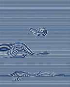 Blue Waves Abstract Striped Design Rug