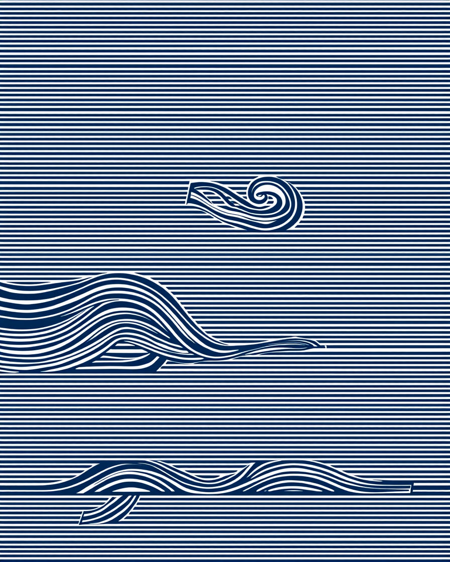 Blue Waves Abstract Striped Design Rug
