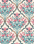 Art Nouveau Floral Pink Teal Design Rug