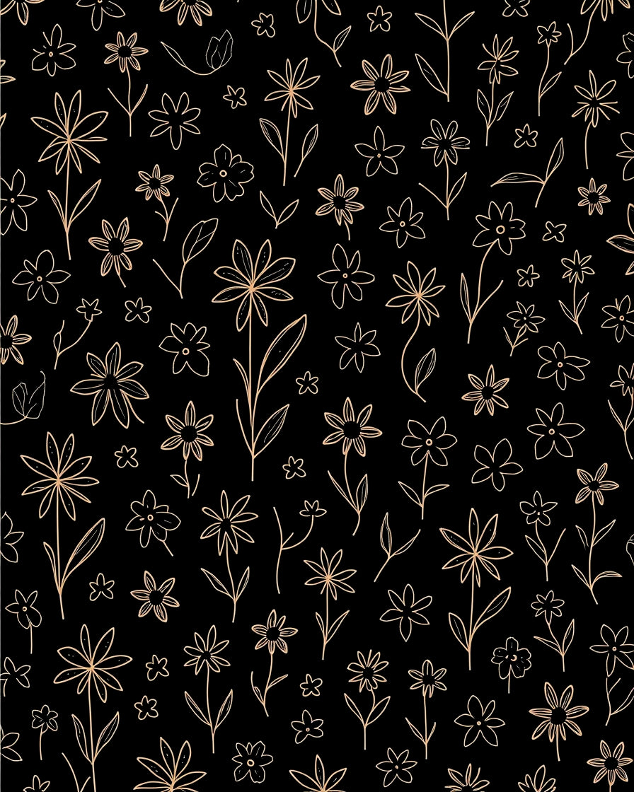 Delicate Floral Sketch Pattern Rug