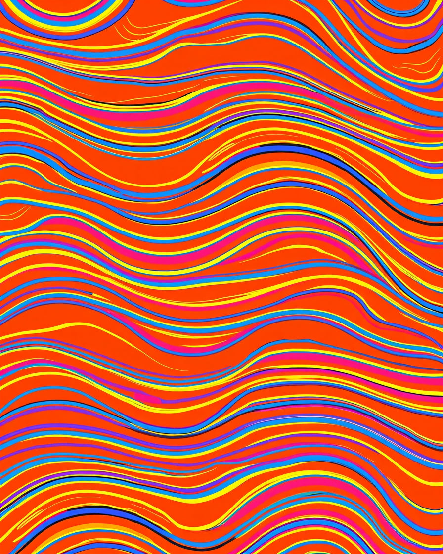Vibrant Wavy Multi-Color Pattern Rug
