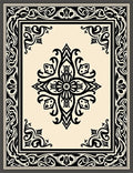 Ornate Black Cream Medallion Rug
