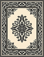 Ornate Black Cream Medallion Rug