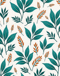 Teal Leaf Botanical Pattern Rug