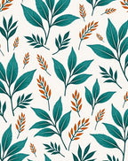 Teal Leaf Botanical Pattern Rug