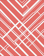 Coral Abstract Geometric Stripe Pattern Rug